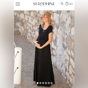Seraphine Black Jersey Maternity & Nursing Maxi Dress
